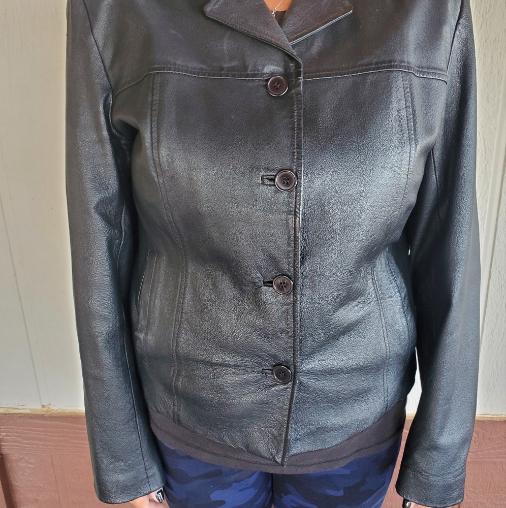 Black leather jacket
